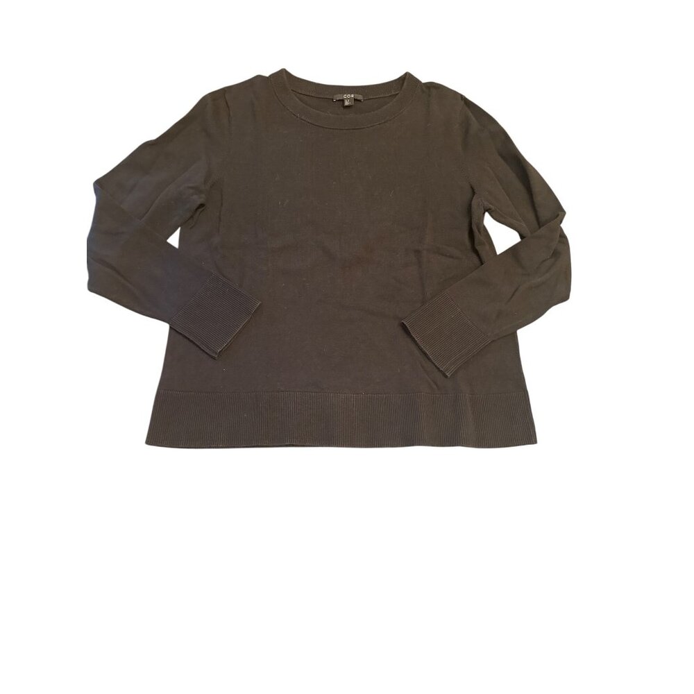 COS Black Crewneck Cotton Sweater Medium‎ Minimalist Career Professional